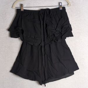 Ninexis Womens Black Off the Shoulder Boho Romper‎ Size XS